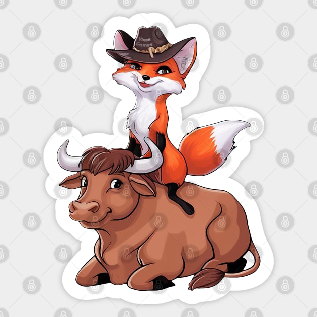 Cute Bull Riding Vixen Sticker by Vixen Games